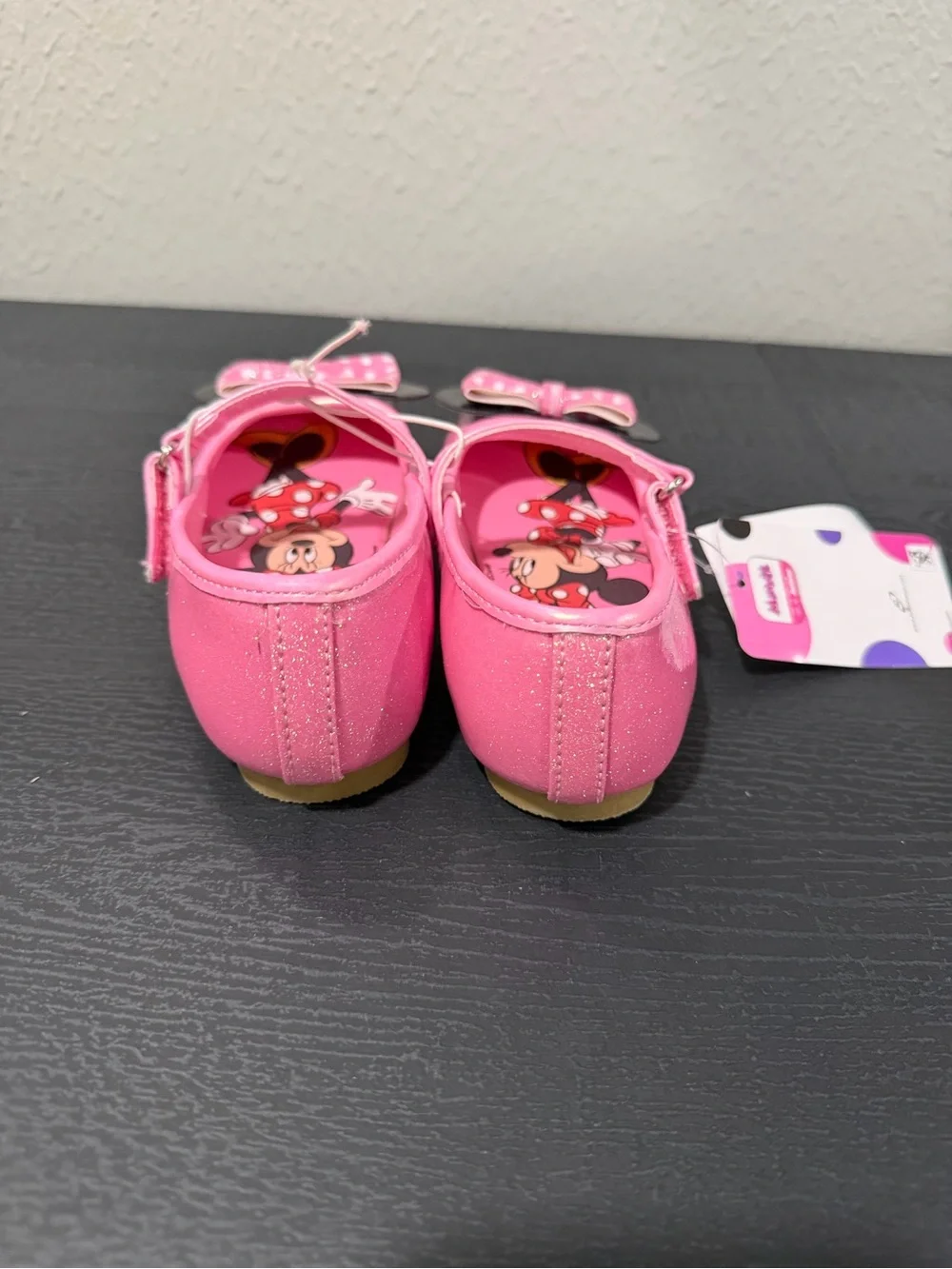 Disney Pink Minnie Mouse Glitter Bow Mary Jane Shoes Toddler Size 11